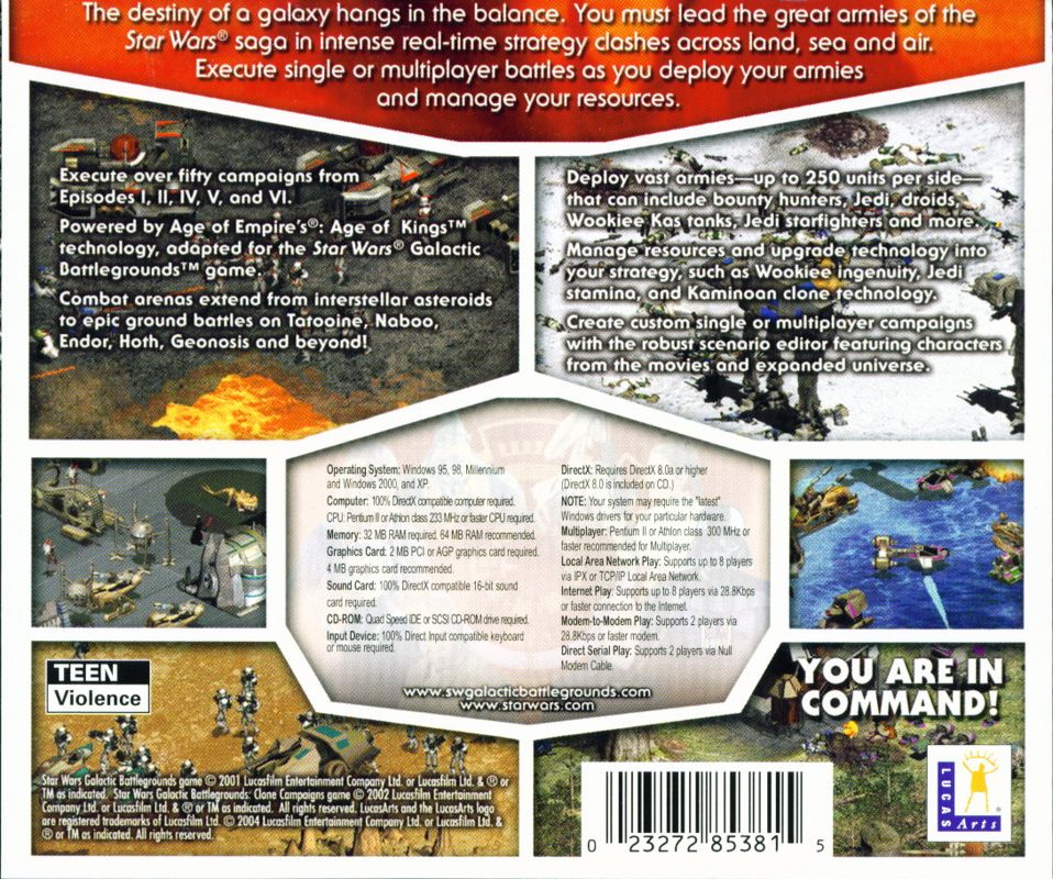 Back Cover for Star Wars: Galactic Battlegrounds - Saga (Windows)