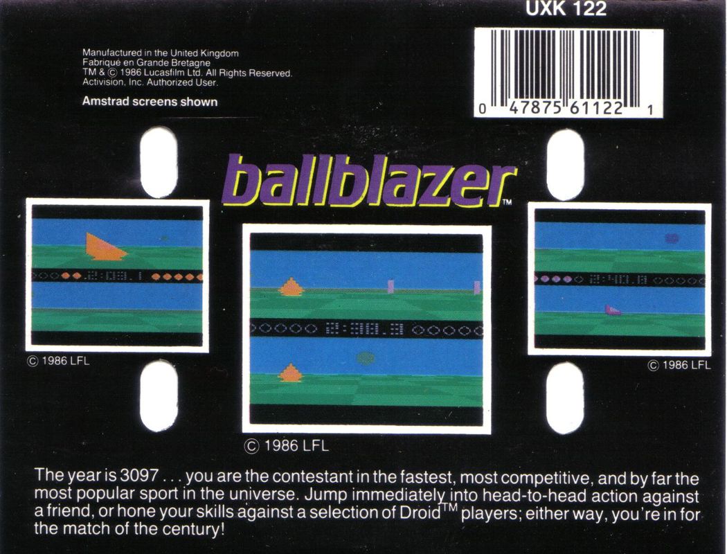 Back Cover for Ballblazer (MSX): rotated 90 degrees