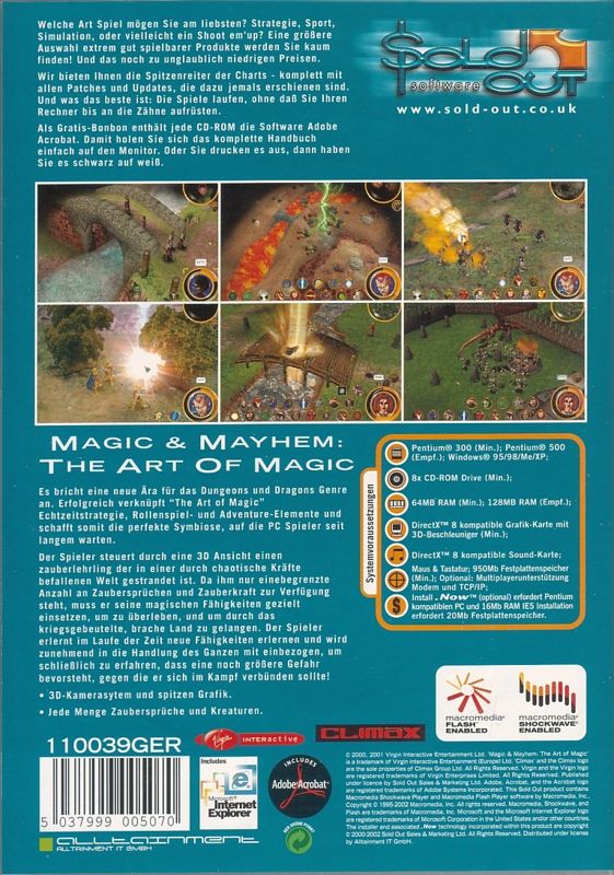 Back Cover for Magic & Mayhem: The Art of Magic (Windows) (Sold Out Software release)