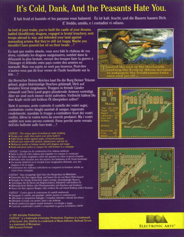 Back Cover for Castles (Amiga)