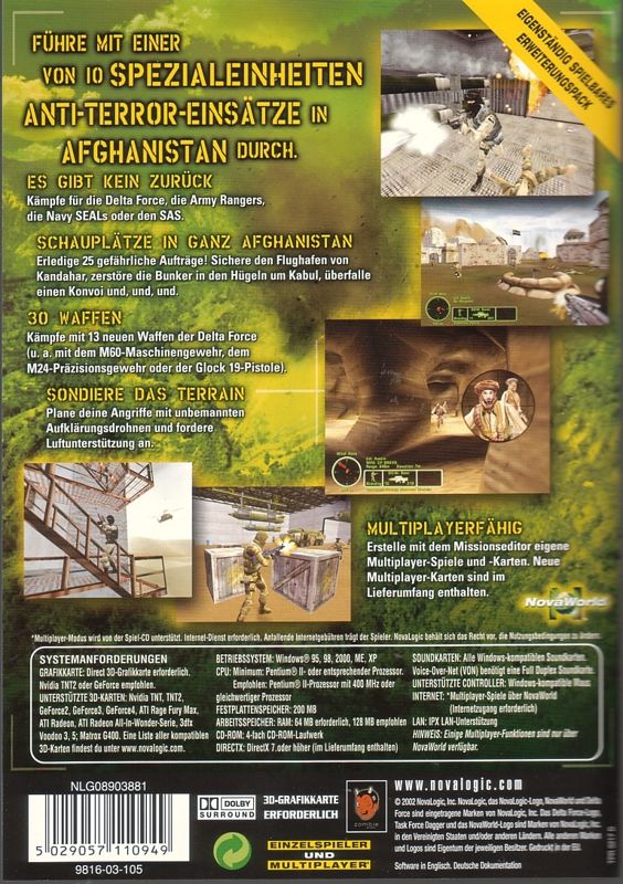 Back Cover for Delta Force: Task Force Dagger (Windows)
