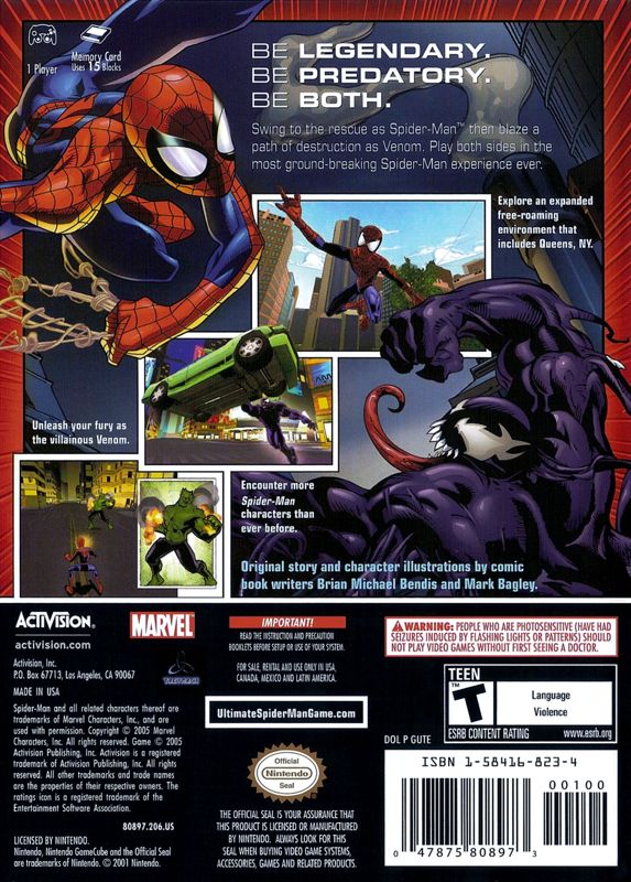 Back Cover for Ultimate Spider-Man (GameCube)