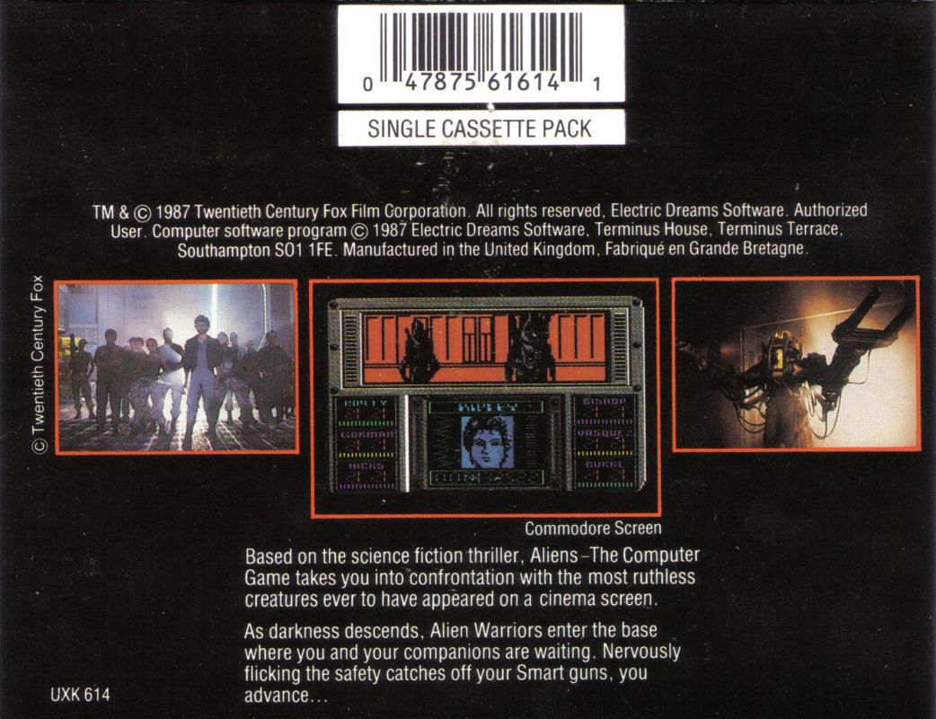 Aliens: The Computer Game cover or packaging material