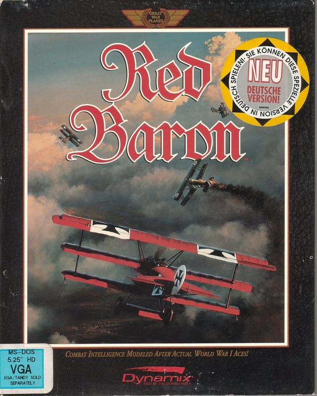 Front Cover for Red Baron (DOS) (5.25" Disk release)