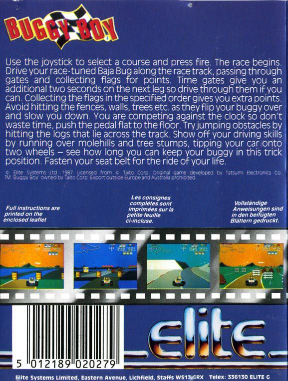 Back Cover for Speed Buggy (Commodore 64) (Cassette version)