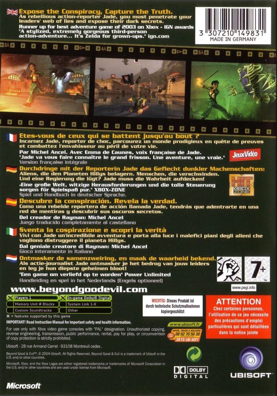 Back Cover for Beyond Good & Evil (Xbox)