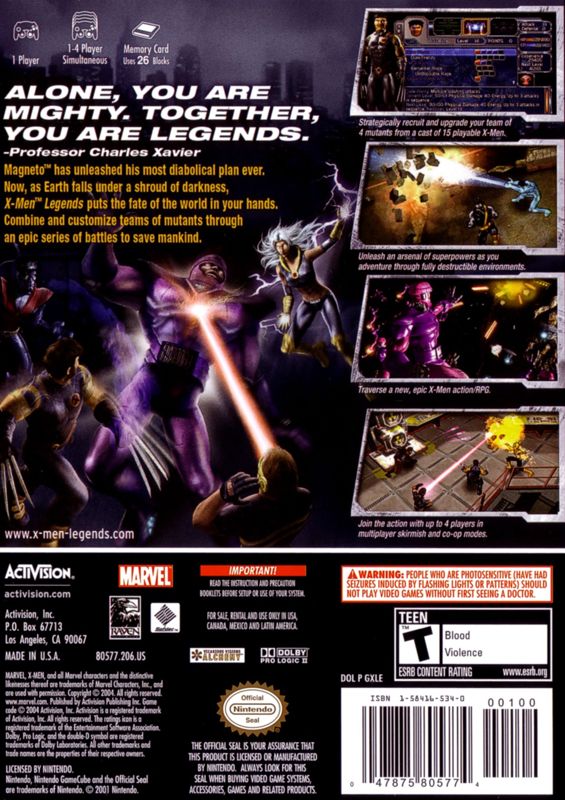 Back Cover for X-Men: Legends (GameCube)