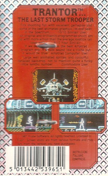 Back Cover for Trantor: The Last Stormtrooper (Commodore 64) (Kixx release)