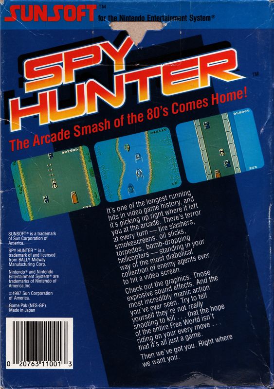 Back Cover for Spy Hunter (NES) (first release)