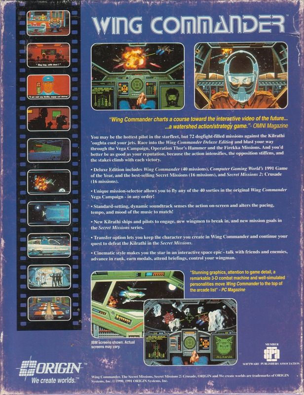 Back Cover for Wing Commander: Deluxe Edition (DOS) (Electronic Arts release)