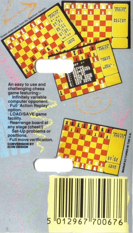 Back Cover for Master Chess (MSX)