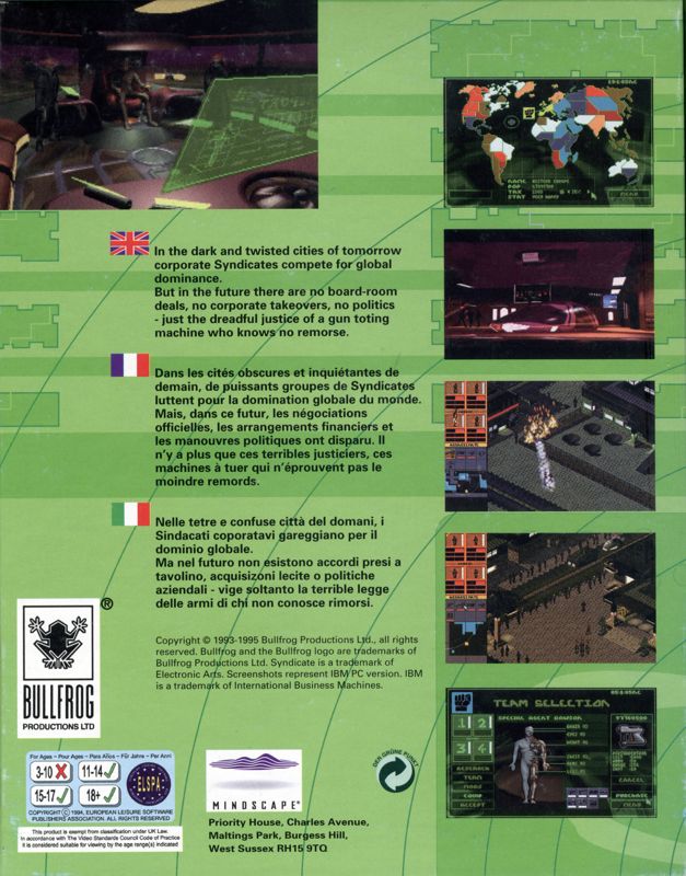 Back Cover for Syndicate (Amiga CD32)