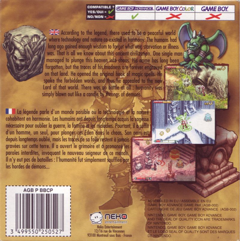 Back Cover for Back to Stone (Game Boy Advance)