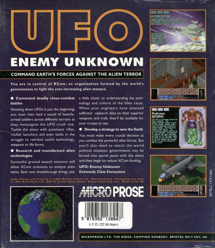 Back Cover for X-COM: UFO Defense (Amiga CD32) (Limited edition)