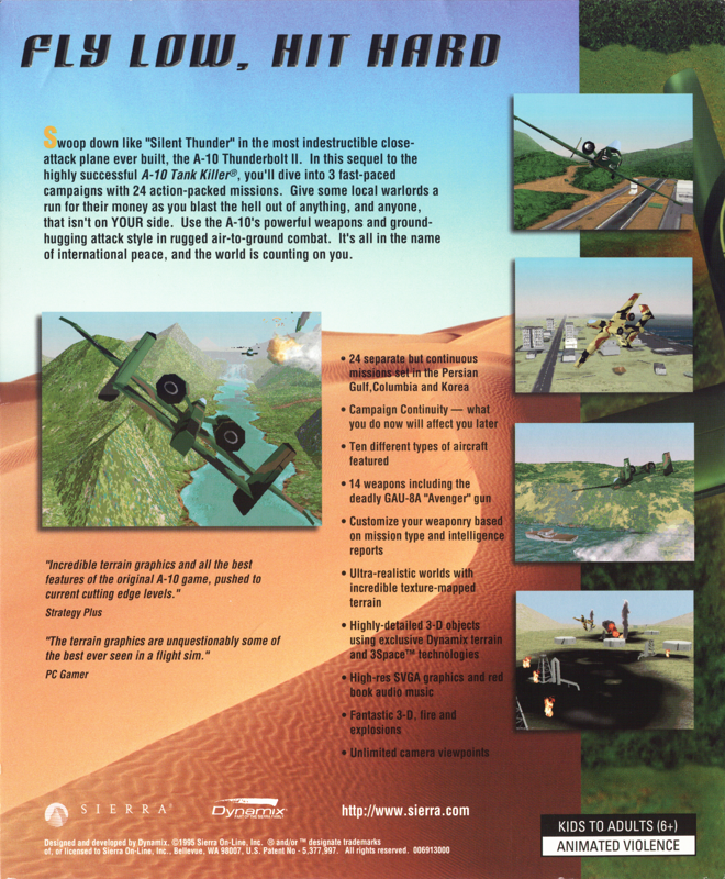 Back Cover for Silent Thunder: A-10 Tank Killer II (Windows) (Re-release)