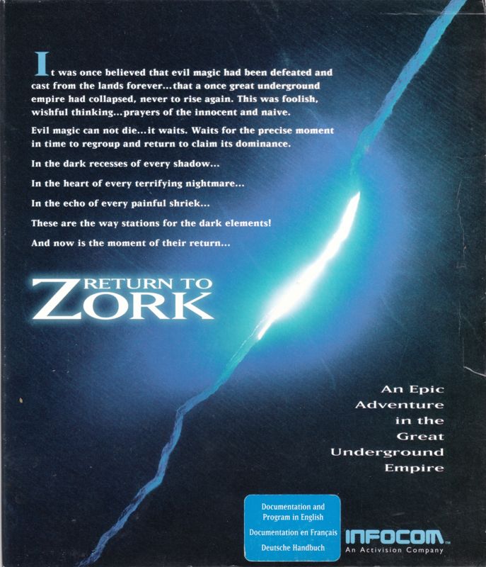 Inside Cover for Return to Zork (DOS)