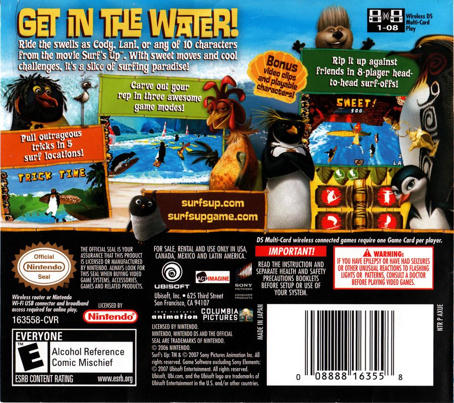 Back Cover for Surf's Up (Nintendo DS)