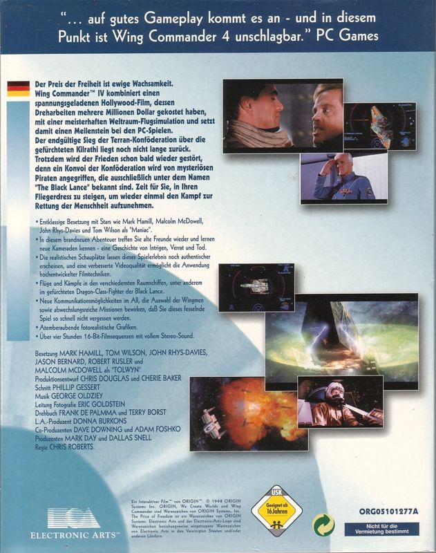 Back Cover for Wing Commander IV: The Price of Freedom (DOS) (EA CD-ROM Classics release)