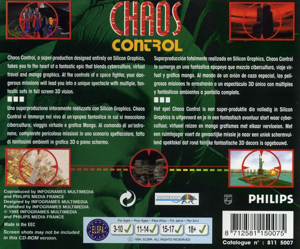 Other for Chaos Control (DOS): Jewel Case - Back Cover