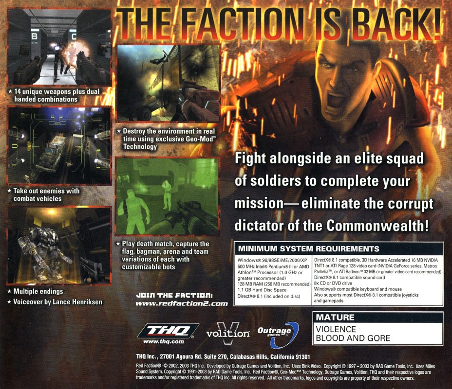 Other for Red Faction II (Windows): Jewel Case - Back