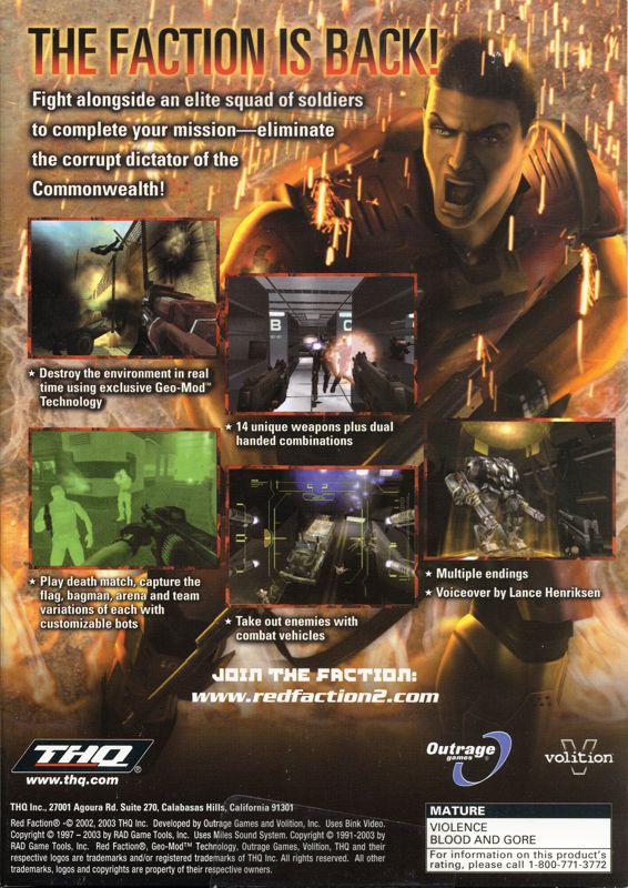 Back Cover for Red Faction II (Windows)