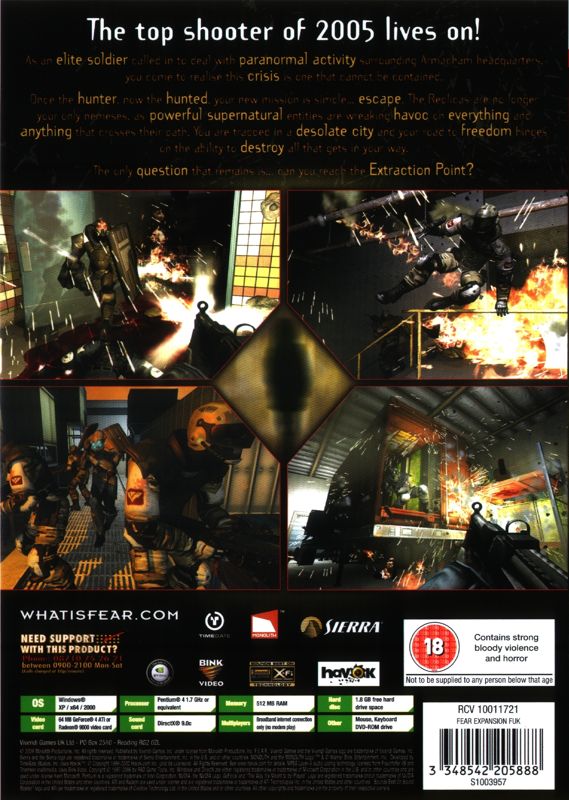 Back Cover for F.E.A.R.: Extraction Point (Windows)