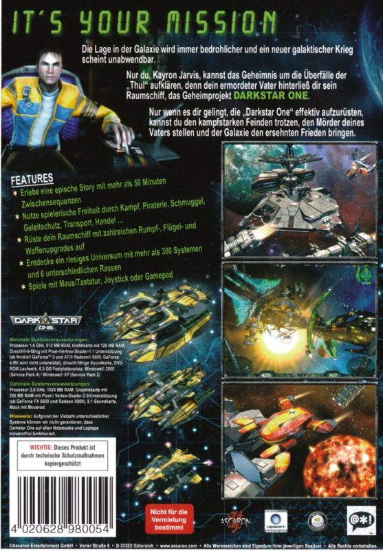 Back Cover for Darkstar One (Windows) (Re-release (PDF manual only))