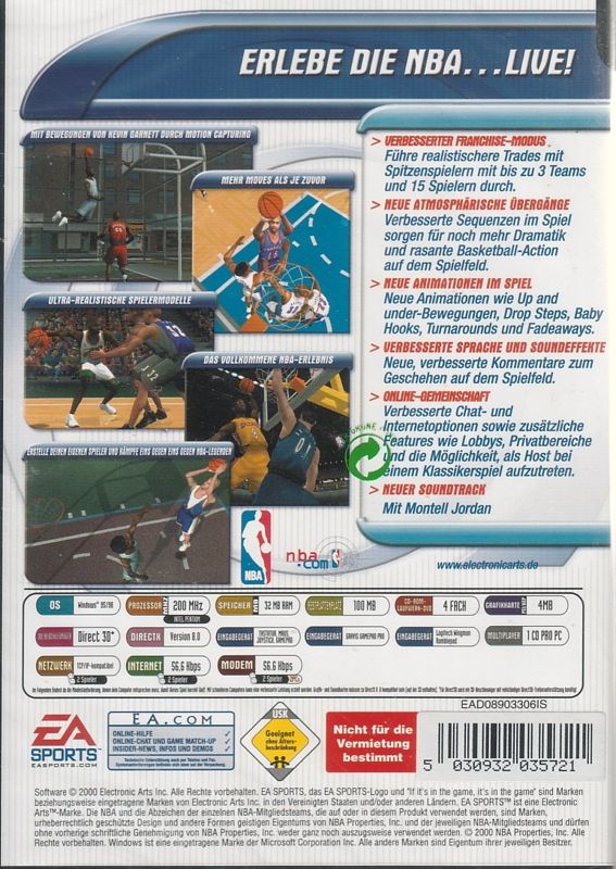 Back Cover for NBA Live 2001 (Windows)