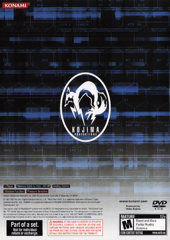 Other for Metal Gear Solid: The Essential Collection (PlayStation and PlayStation 2): Metal Gear Solid 2 - Keep Case - Back