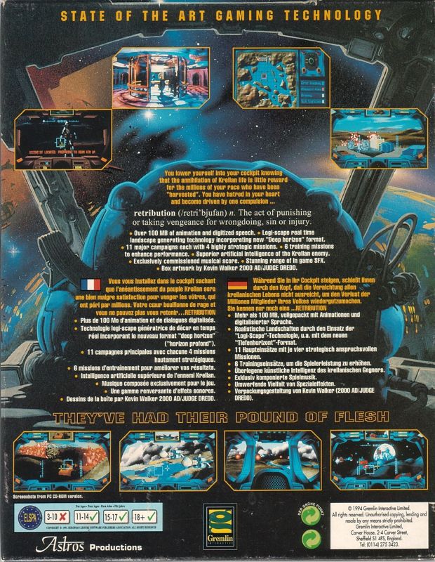 Back Cover for Retribution (DOS) (CD-ROM Release)