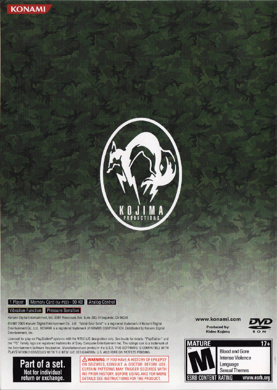 Other for Metal Gear Solid: The Essential Collection (PlayStation and PlayStation 2): Metal Gear Solid 3 - Keep Case - Back