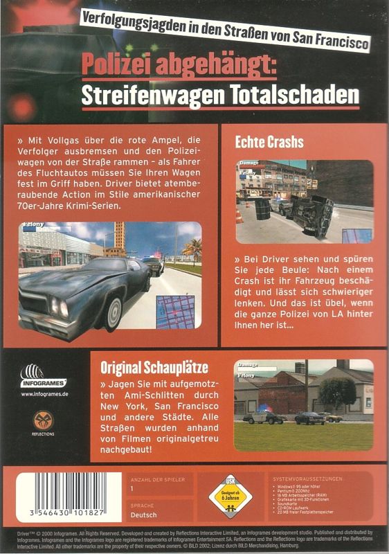 Back Cover for Driver (Windows) (Bild Hit Games release)