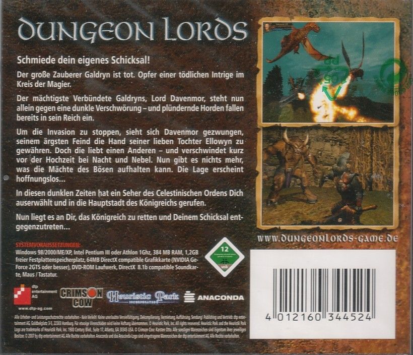 Back Cover for Dungeon Lords (Windows) (Software Pyramide release)