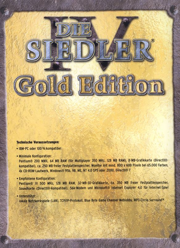 Other for The Settlers IV: Gold Edition (Windows): Slipcase - Inside Cover - Right Flap - Back