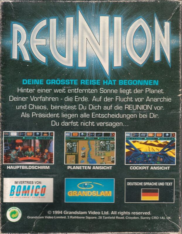 Back Cover for Reunion (DOS)