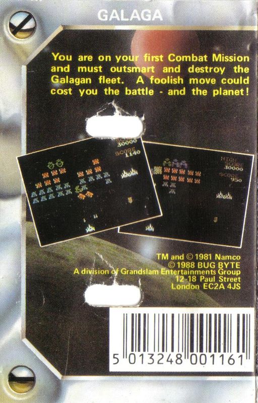 Back Cover for Galaga (MSX)
