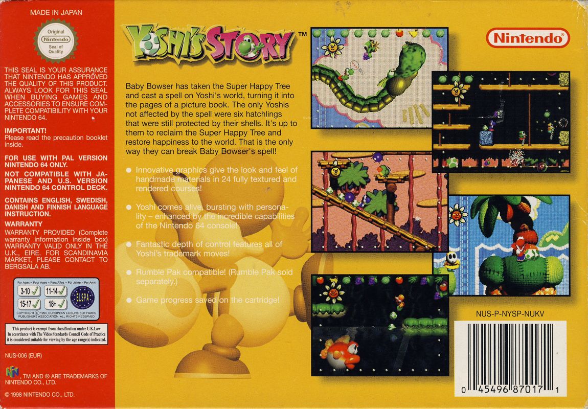 Back Cover for Yoshi's Story (Nintendo 64)
