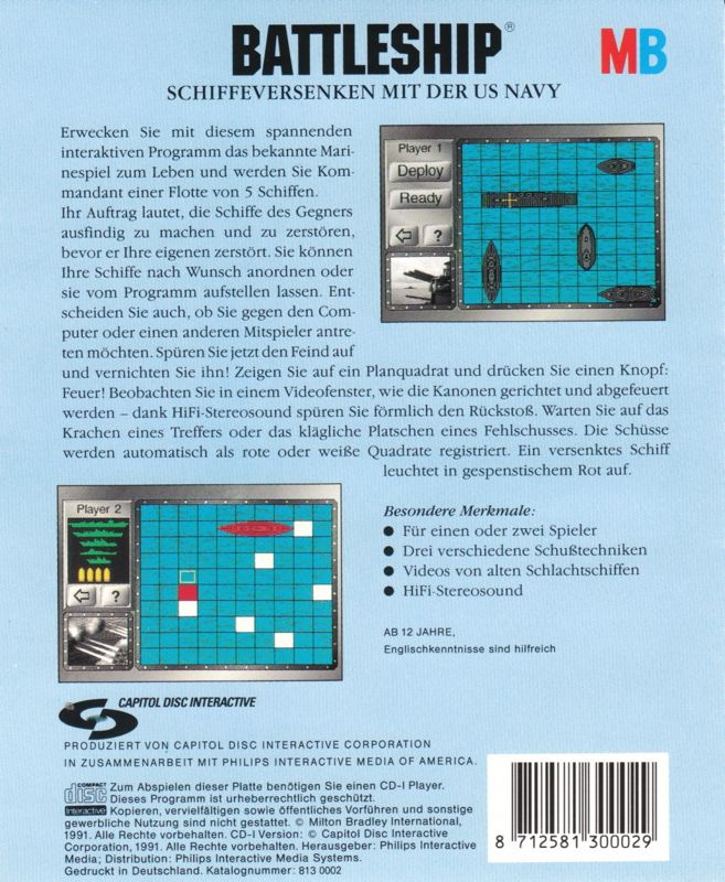 Back Cover for Battleship (CD-i)