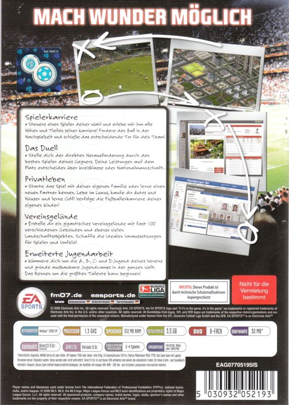 Back Cover for FIFA Manager 07 (Windows)