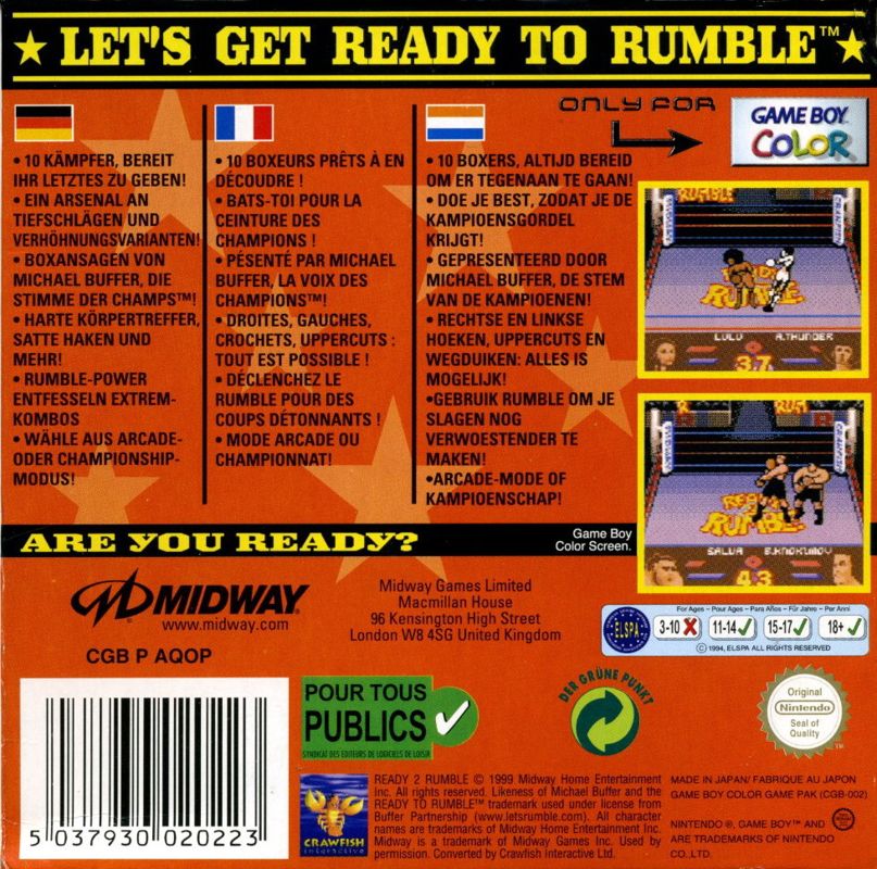 Back Cover for Ready 2 Rumble Boxing (Game Boy Color)