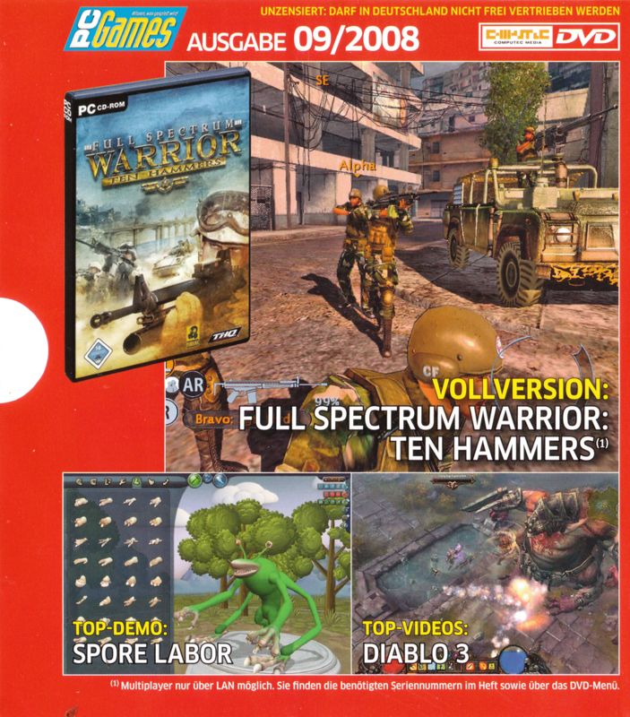 Front Cover for Full Spectrum Warrior: Ten Hammers (Windows) (PC Games 09/2008 (USK 18) covermount)