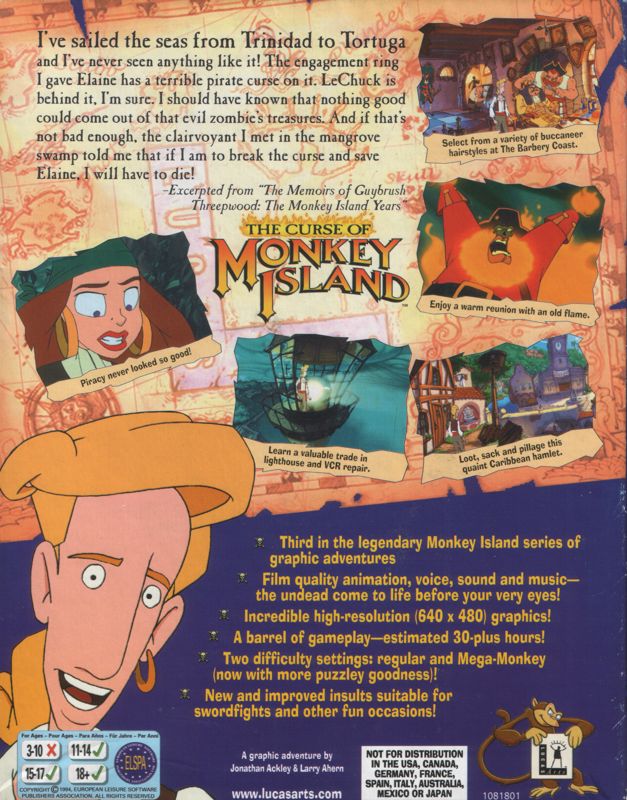 Back Cover for The Curse of Monkey Island (Windows)