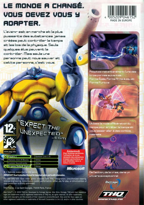 Back Cover for Alter Echo (Xbox)