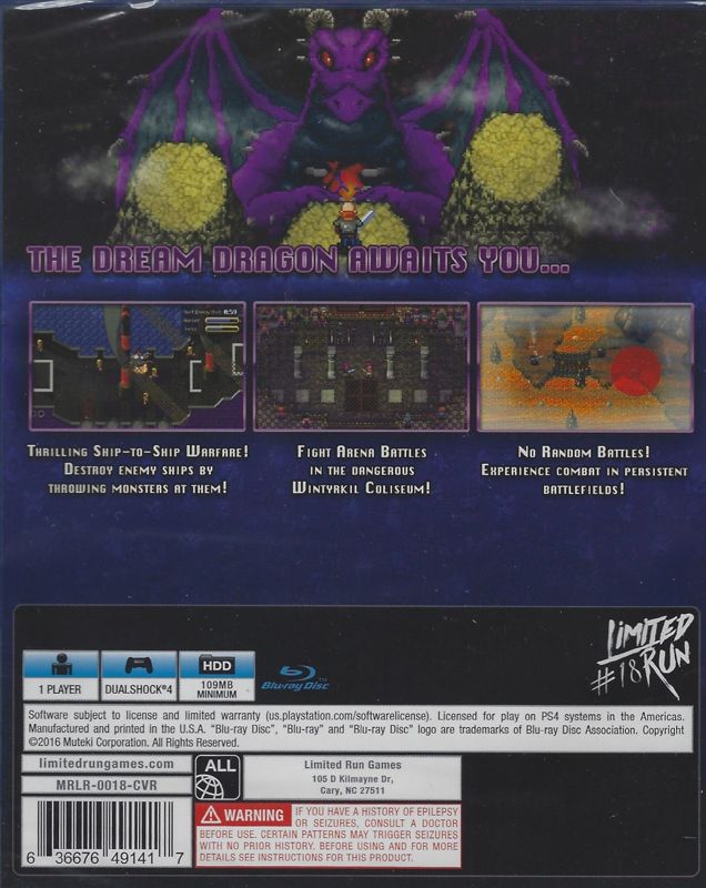 Back Cover for Dragon Fantasy: The Black Tome of Ice (PlayStation 4) (Limited Run Games release)