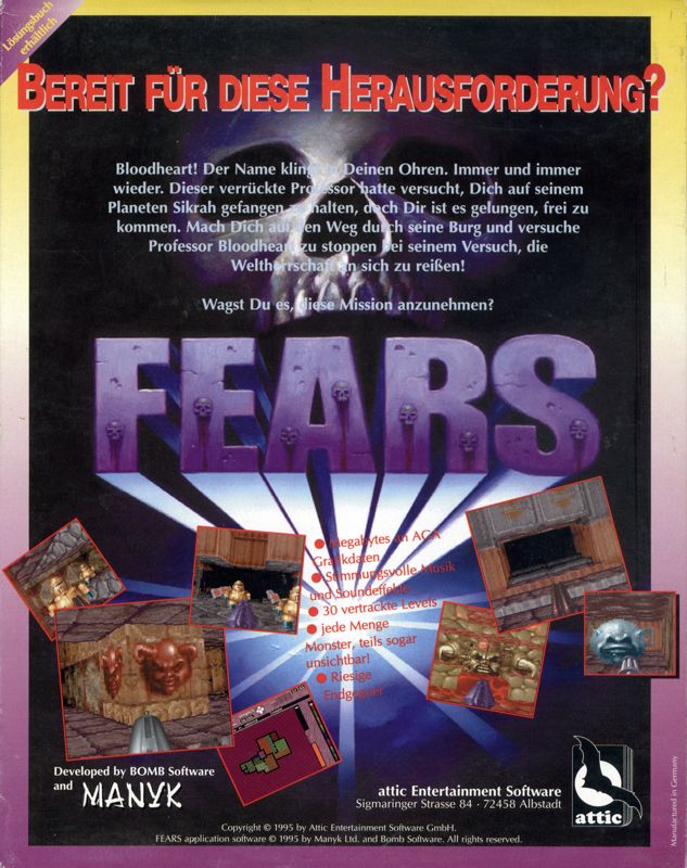 Back Cover for Fears (Amiga CD32)