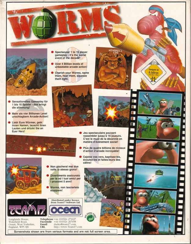 Back Cover for Worms (DOS) (3.5" Disk version)