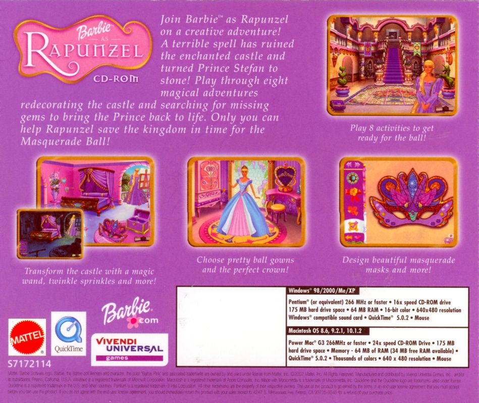 Other for Barbie as Rapunzel: A Creative Adventure (Macintosh and Windows): Jewel Case - Back