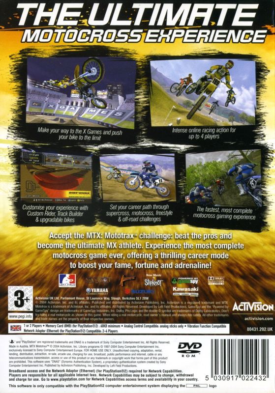Back Cover for MTX Mototrax (PlayStation 2)
