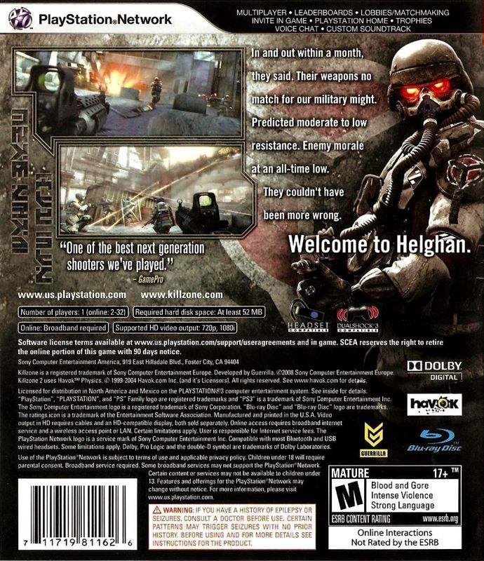 Killzone 2 cover or packaging material - MobyGames