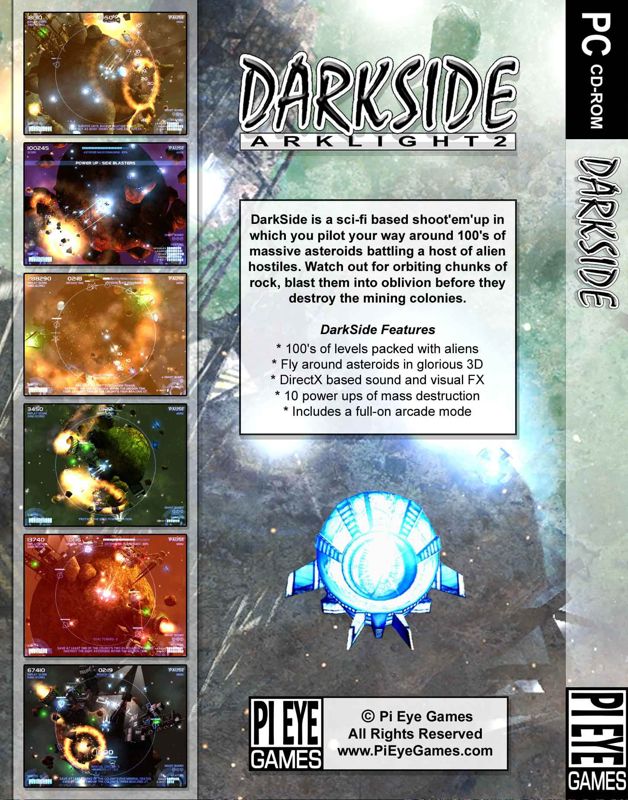 Back Cover for DarkSide (Windows) (PiEyeGames release)